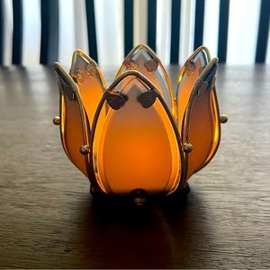 Vintage Partylite Glass Lotus Votive Candle Holder